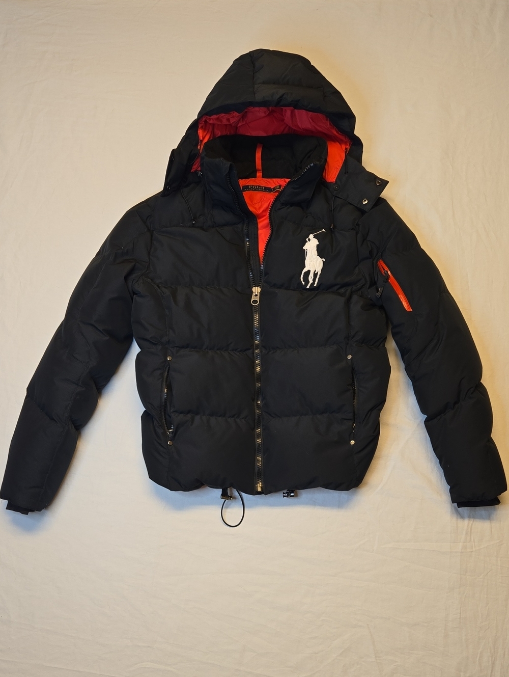 Polo Ralph Lauren Black, White & Red Big Pony Down Filled Winter Puffer Jacket